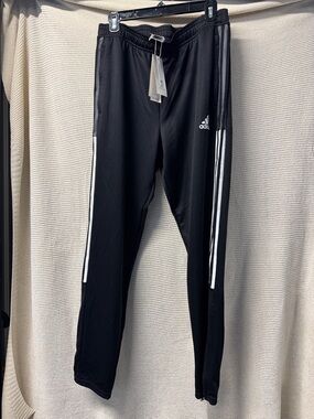 adidas Black Track Pants with White Stripes